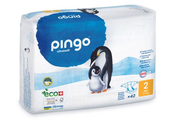 PINGO Mini. Екологічні дитячі підгузки з індикатором вологості (3-6кг) 42шт.